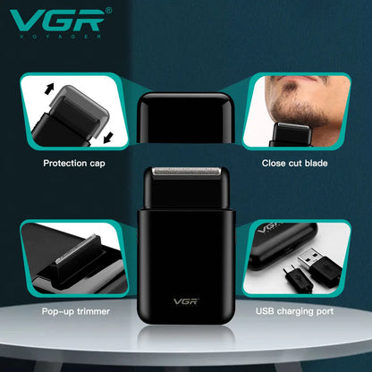 VGR V-390 mini single blade cordless beard trimmer razor