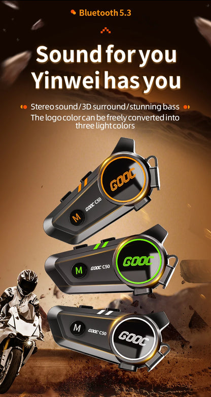 3D Surround Heavy Bass Motorcycle Helmet Headset
