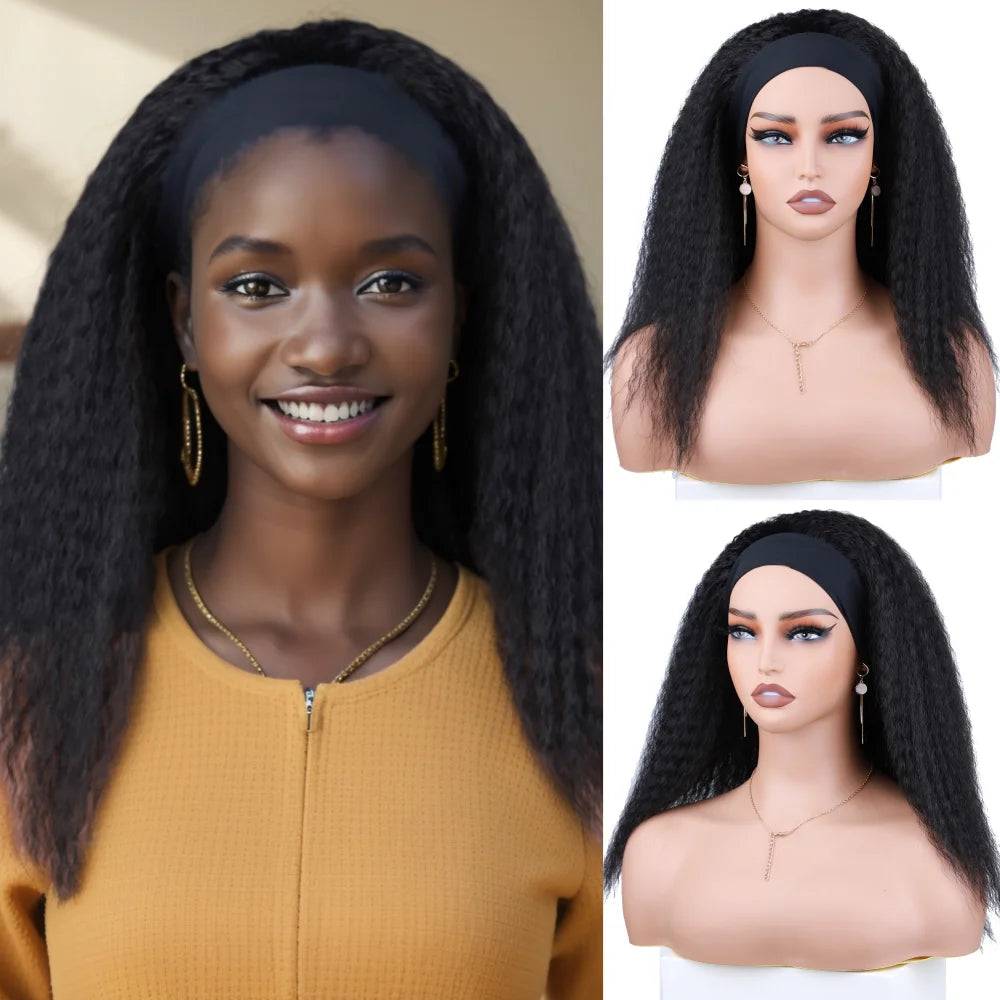 Short Kinky Straight Synthetic Wig