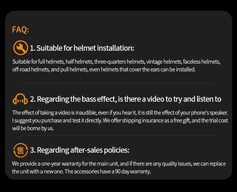 3D Surround Heavy Bass Motorcycle Helmet Headset