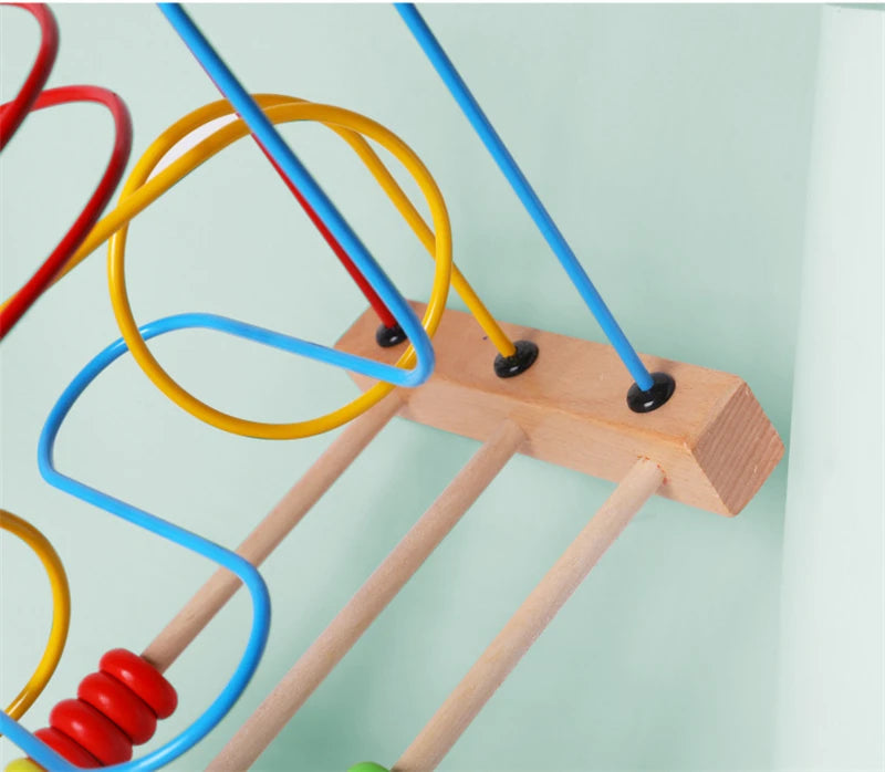 Montessori  Wooden Roller Coaster Bead Maze Abacus